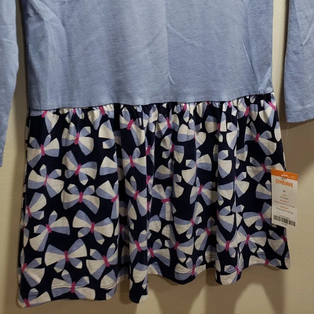 Gymboree Kids’ Size 10 Butterfly Print Long Sleeve Dress – Colorful Design